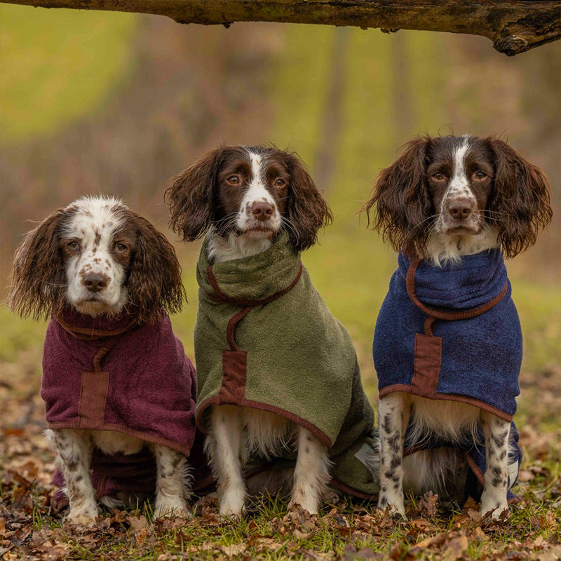 Double layer microfibre bathrobe for dogs and cats in Grass Green, side view