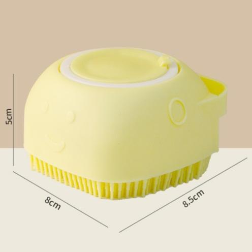 Silicone Dog Bath Brush with Shampoo Dispenser, Soft Massage Bristles