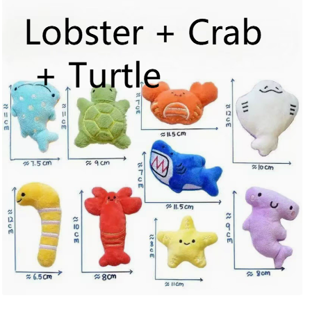 Crustacean trio plush dog toy set with lobster crab and turtle - photo 14