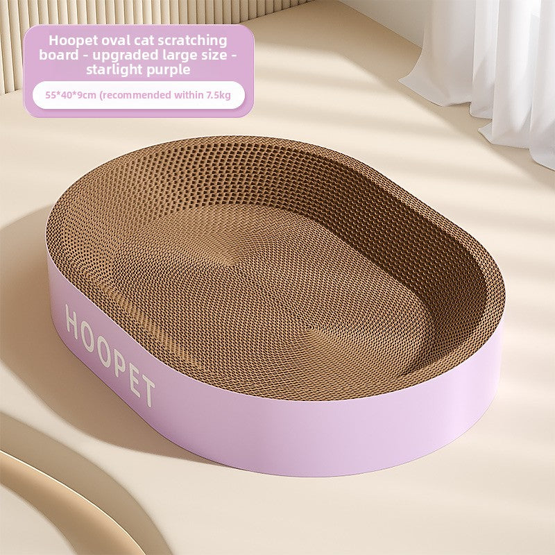 Oval corrugated cat scratching board bed in matcha green, view 7 of 11