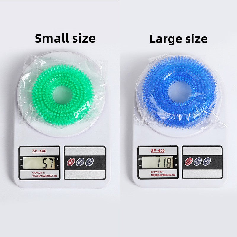 Squeaky tyre shaped TPR dog chew toy in several colours, view 3