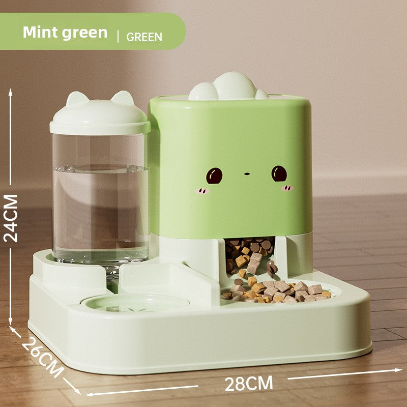 Cat Gravity Feeder with Sliding Cat-Ear Lid, Cylinder and Dual Compartment Styles