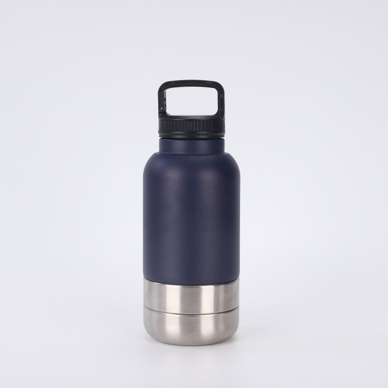 3-in-1 Portable Insulated Pet Water Bottle and Double-Layer Bowl, 32oz Stainless Steel