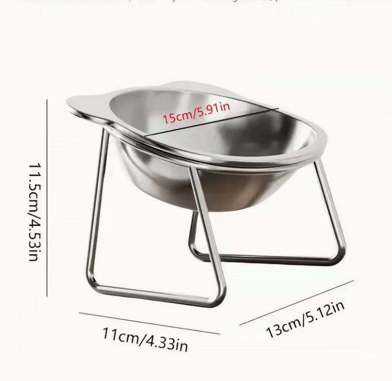 Pet bowl mounted on a crate with stainless steel stand