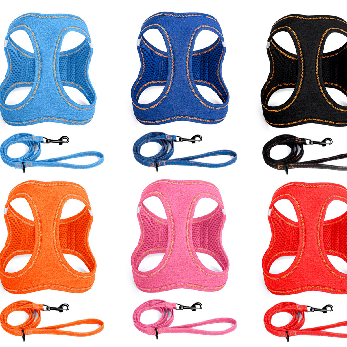 Navy denim back-clip dog harness, ideal for everyday use