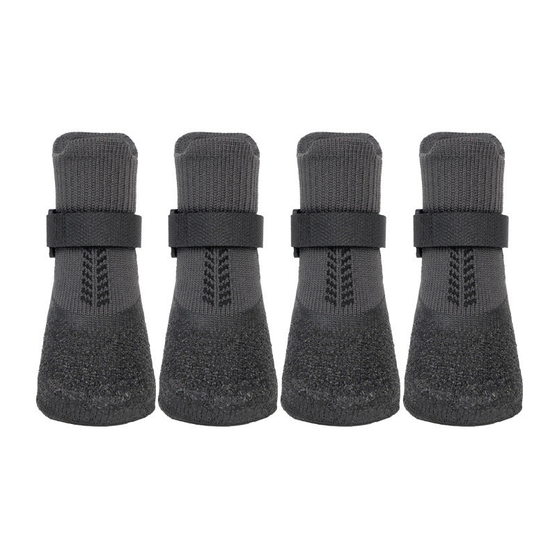 Waterproof anti-slip dog shoes with adjustable straps in Black, material detail