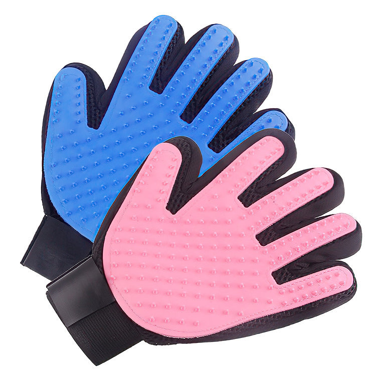 Rubber pet bath and massage glove, product detail photo