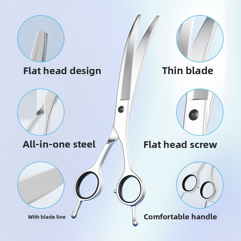 Pet Grooming Scissors Set, Straight, Curved and Serrated Shears