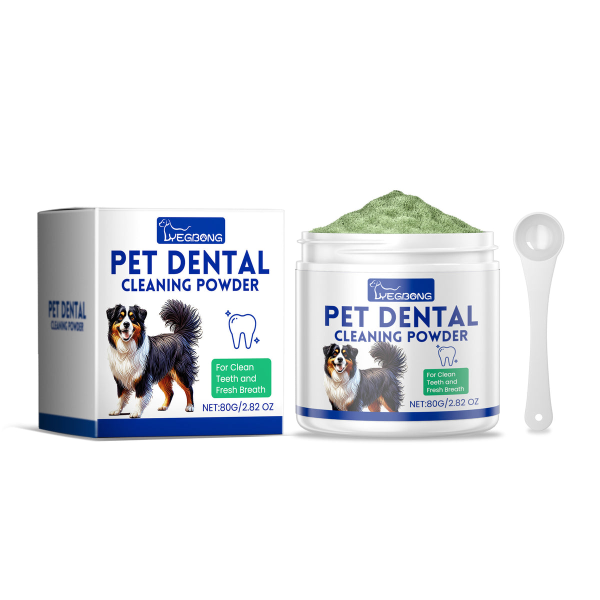 Pet Dental Cleaning Powder with Measuring Spoon, Fresh Breath