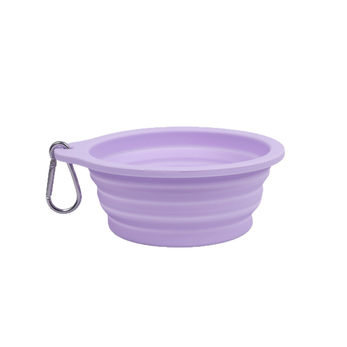 Foldable silicone pet bowl for dogs and cats in Purple, front view