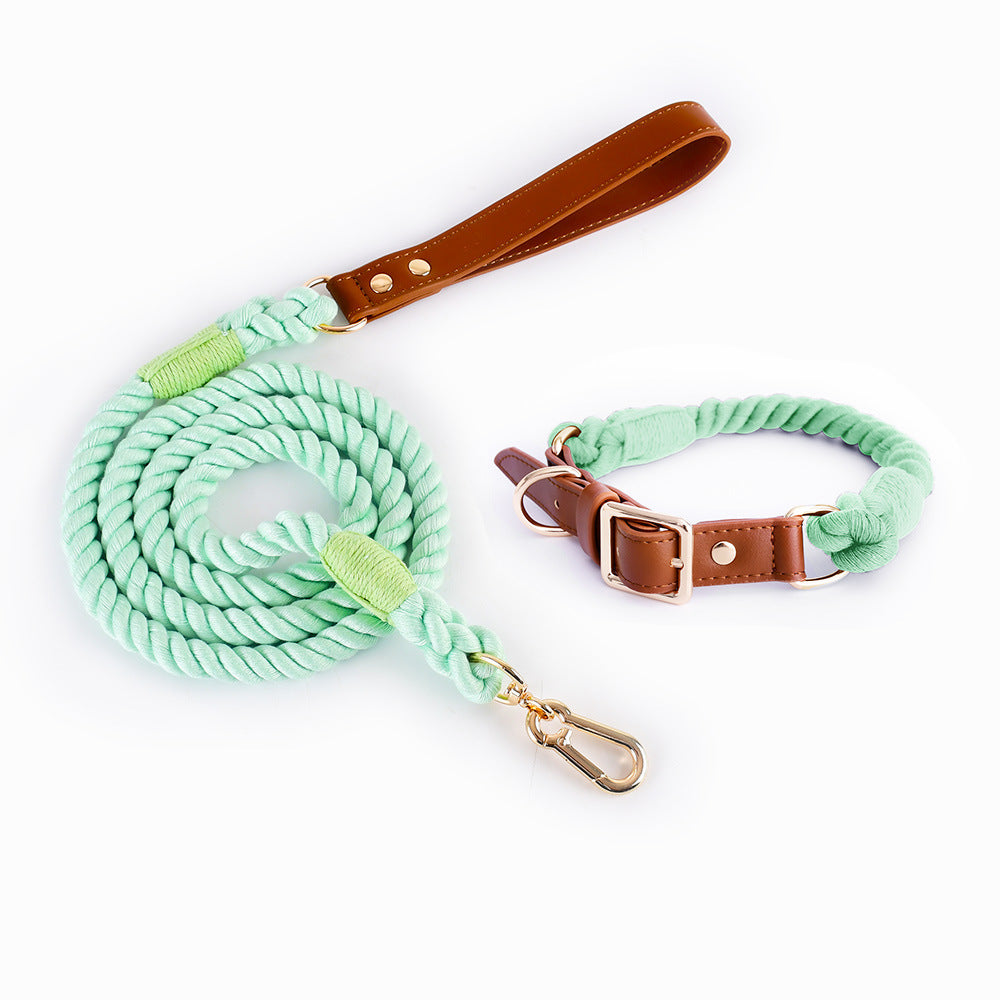 Braided cotton rope dog lead or collar, available from Pet Royale UK