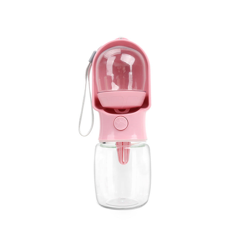 Portable Dog Travel Water Bottle with Built-In Food Container and Leak-Proof Lid
