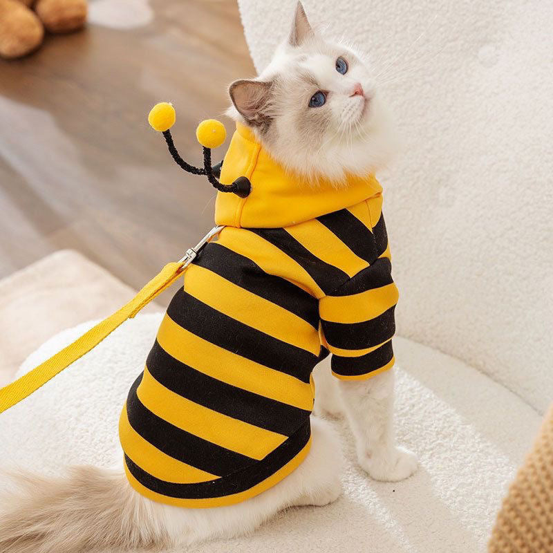 Little bee velvet lined pet sweatshirt for dogs, in Yellow Bee, image 3