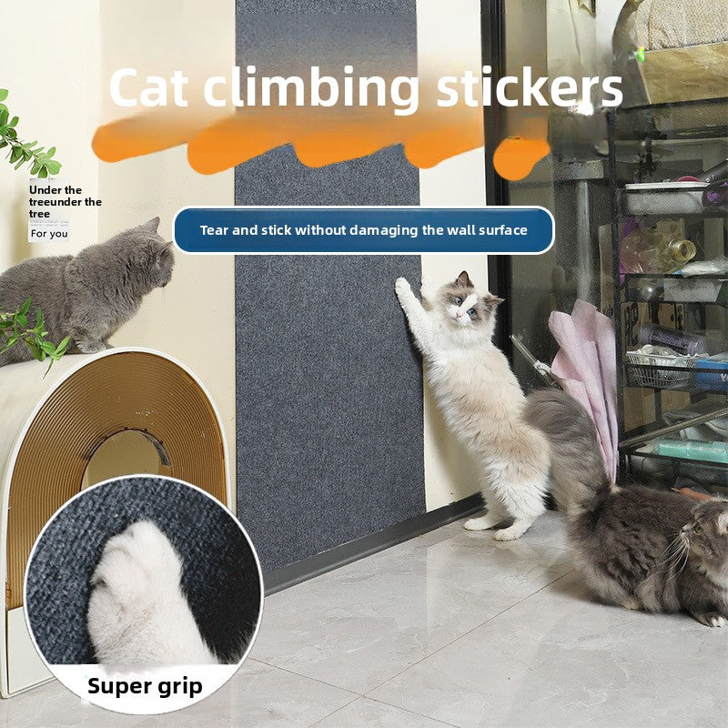 Self-adhesive cat scratch wall mat in light grey