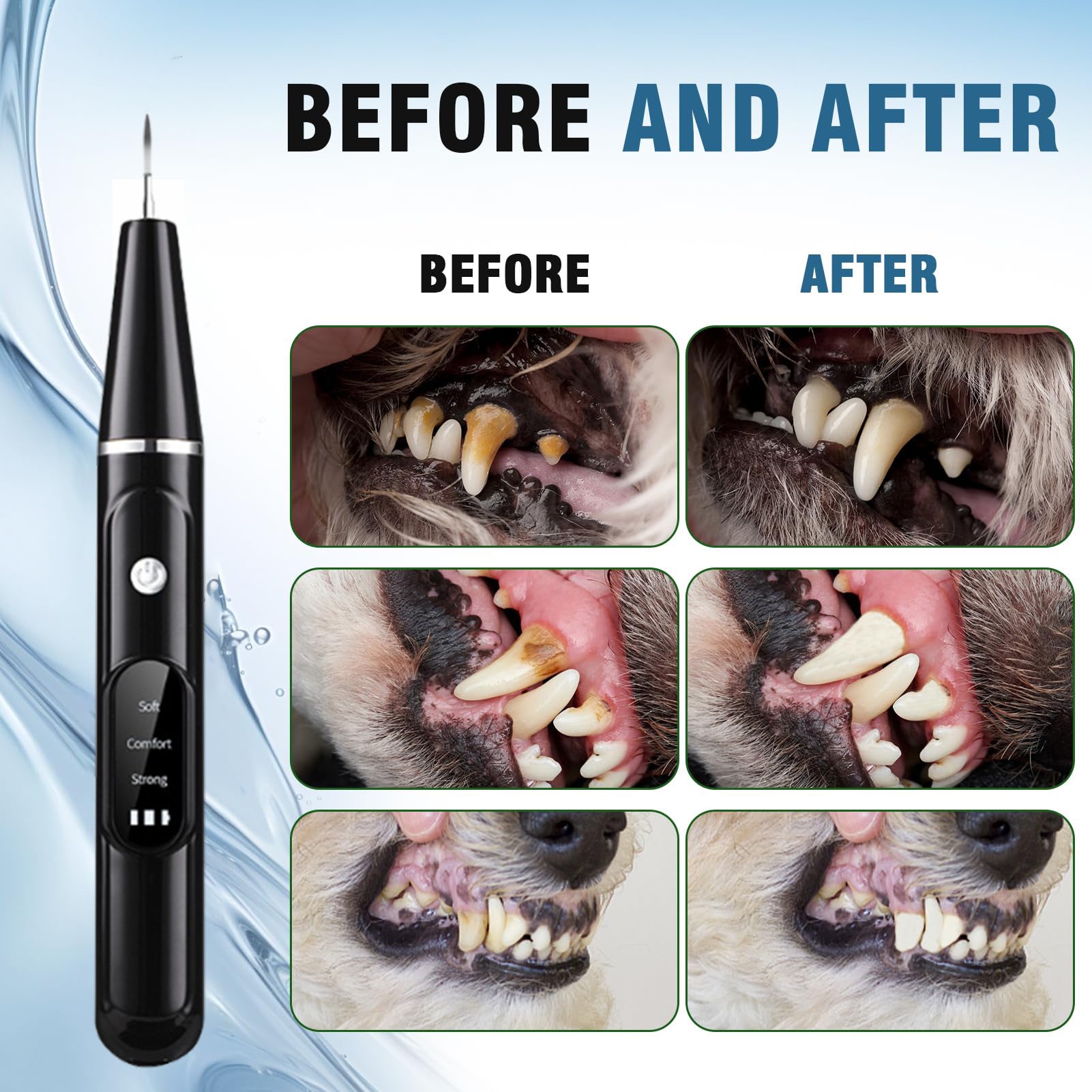 Ultrasonic Pet Tooth Cleaner for Dogs and Cats, USB Rechargeable Home Dental Care Kit