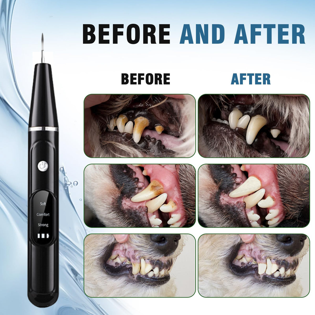 Ultrasonic Pet Tooth Cleaner for Dogs and Cats, USB Rechargeable Home Dental Care Kit