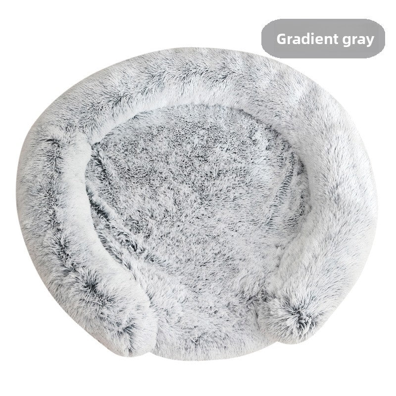Fluffy round nest pet bed in many colours in Emerald Green, extra detail view