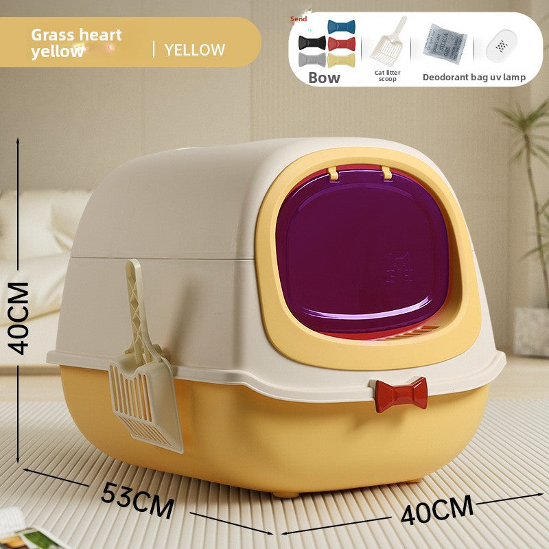 Modern Enclosed Cat Litter Box with Butterfly Entrance, UV Option