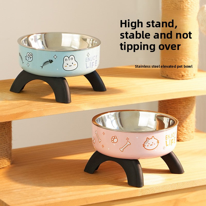 Elevated Pet Food Bowl with Stainless Steel Insert