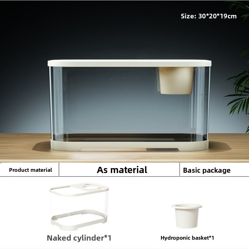 Small desktop plastic fish tank with clear cover and air pump, view 17