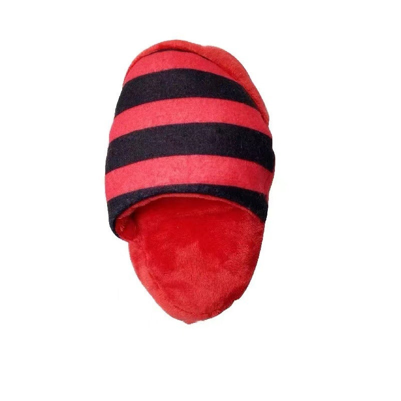 Plush squeaky slipper dog toy for chewing and play, view 7