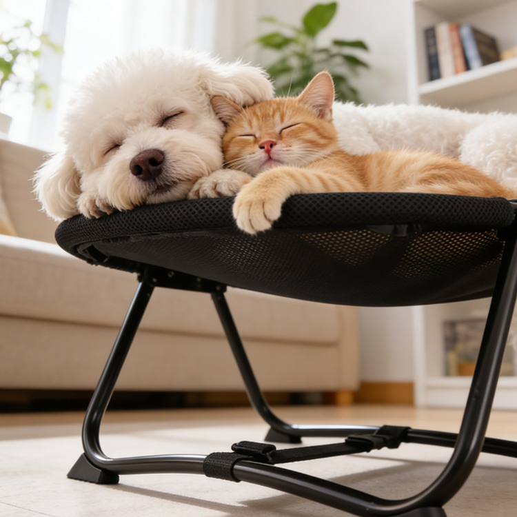 Folding Raised Camp Bed for Small Dogs and Cats, Breathable