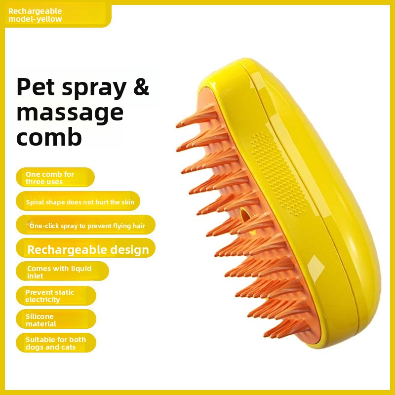 Pet Steam Spray Brush for Cats and Dogs, Reduces Flying Fur
