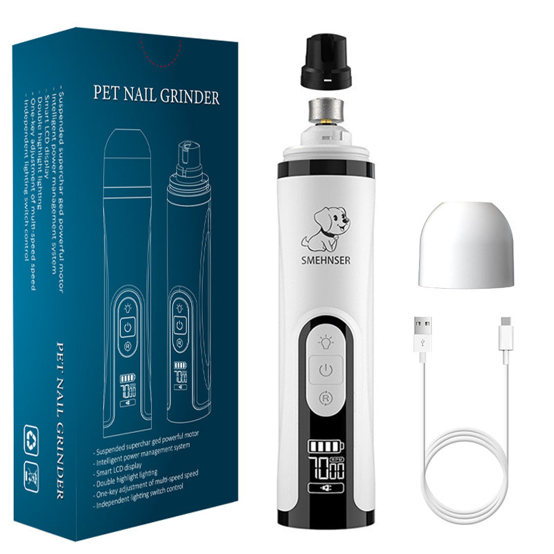 Three-Speed Pet Nail Grinder with Spare Heads and Dual LED