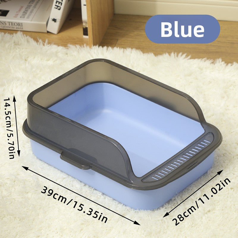 Large Semi-Enclosed Cat Litter Box with Scoop and High Splash Guard