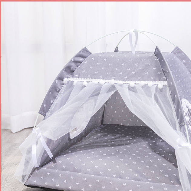 Pink enclosed cat tent bed with soft lining, view 40