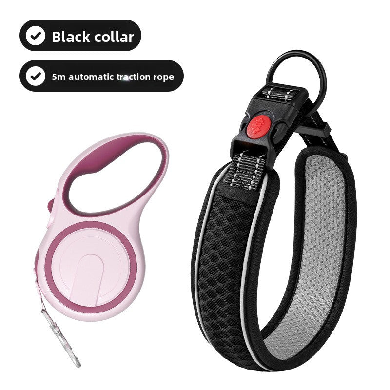 Adjustable dog collar with optional lead, ideal for everyday use
