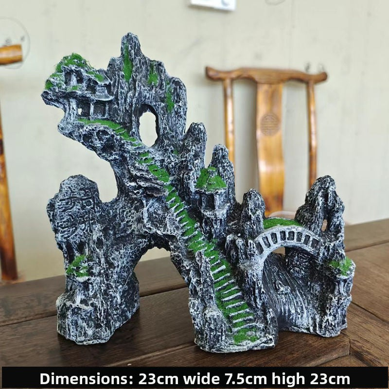 Natural cliff peak fish tank hide and ornament