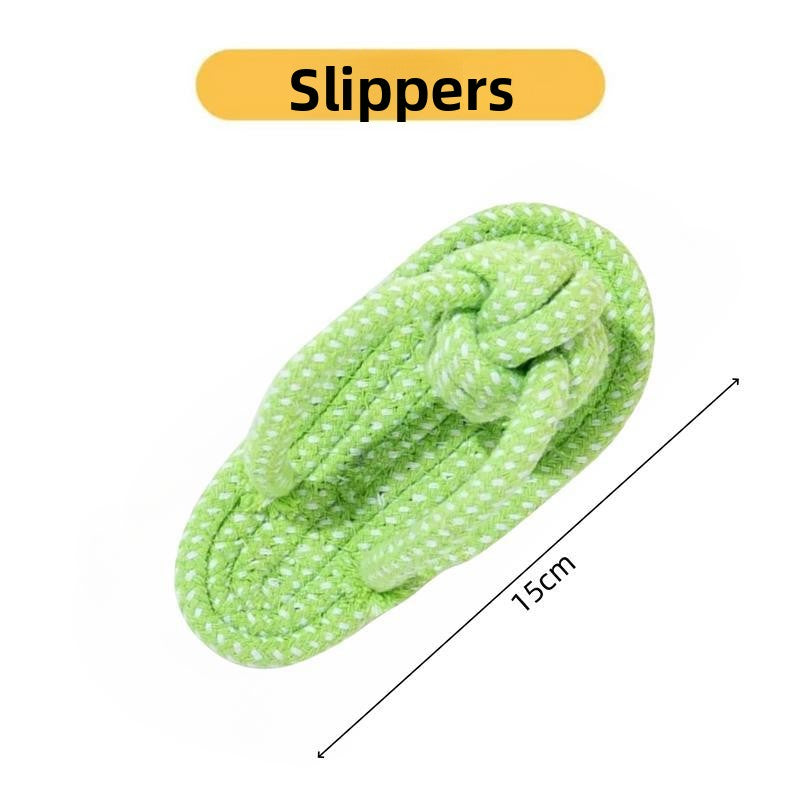 Knotted cotton rope carrot dog toy with colourful knots