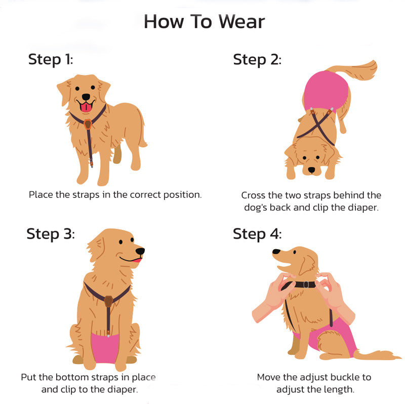 Adjustable elastic dog diaper suspender strap in plaid pattern, view 5