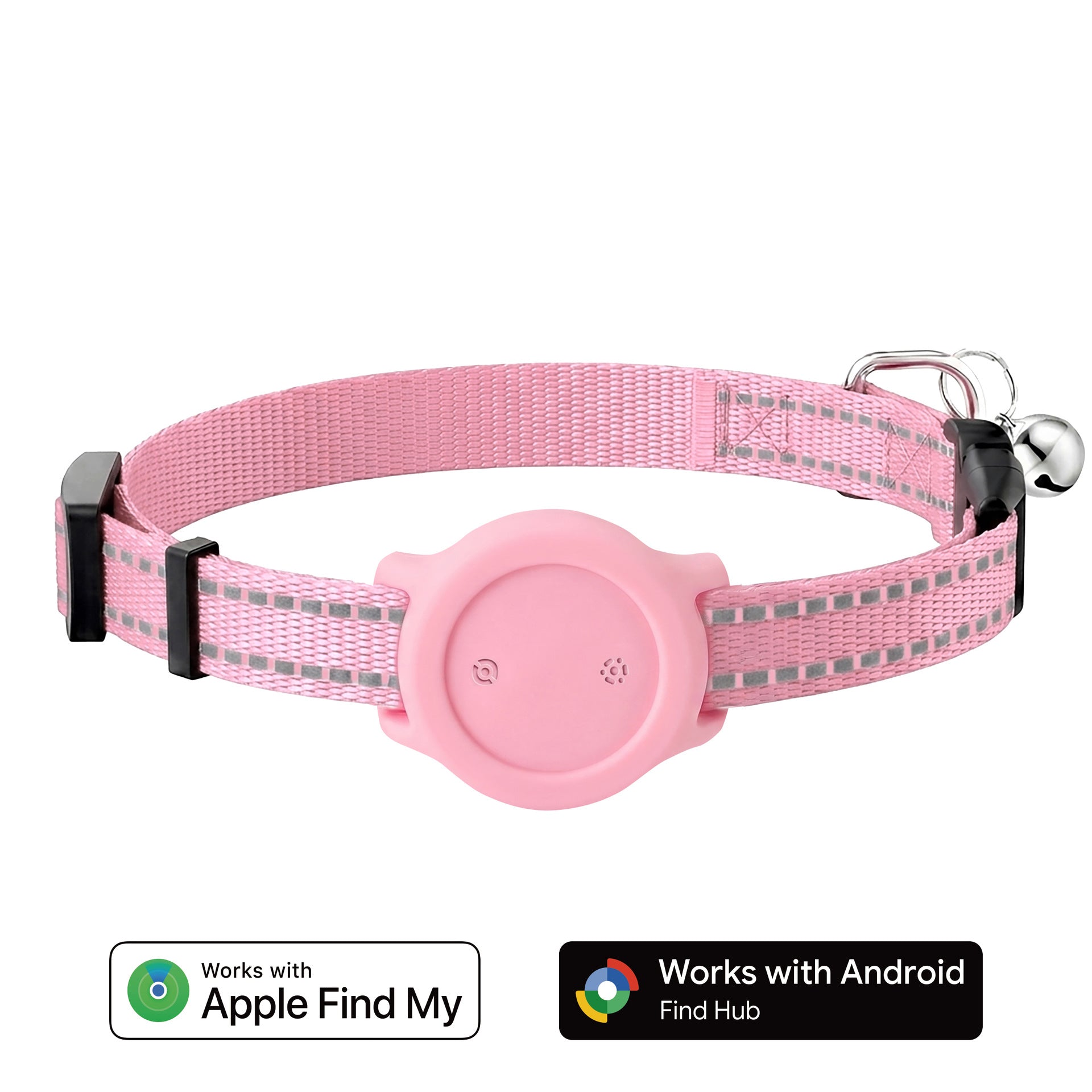 Reflective Bluetooth tracker collar for cats and small dogs in Purple iOS Version, top view