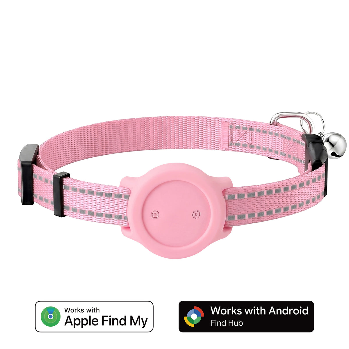 Reflective Bluetooth tracker collar for cats and small dogs in Purple iOS Version, top view