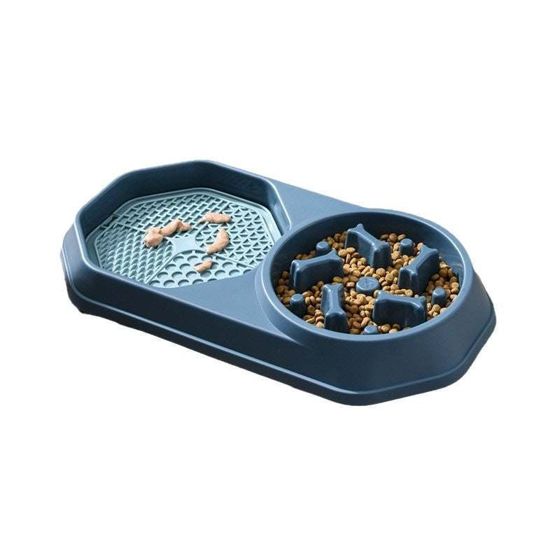 Bone shaped slow feeder double bowl for cats and dogs - view 5
