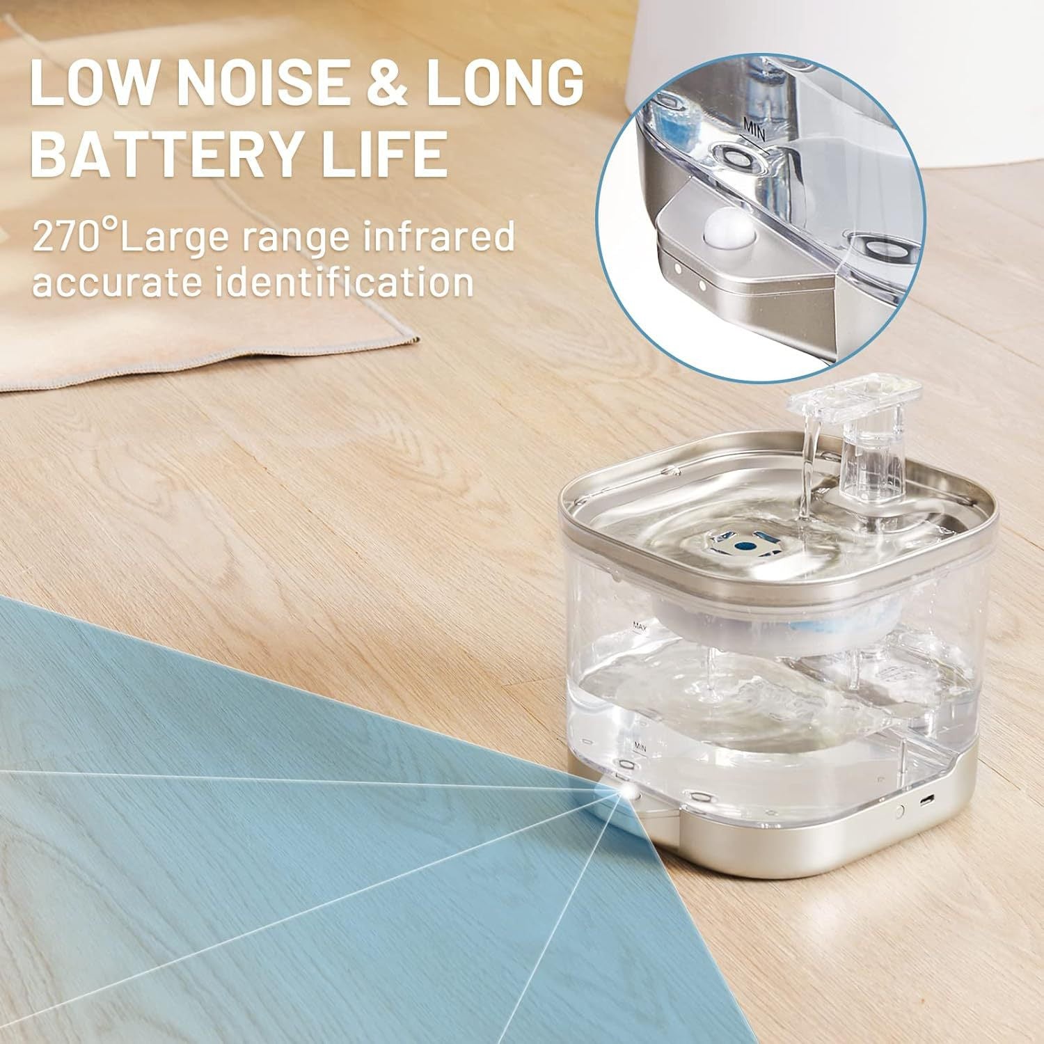 Wireless Smart Stainless Steel Pet Water Dispenser with Infrared Sensor and Filter