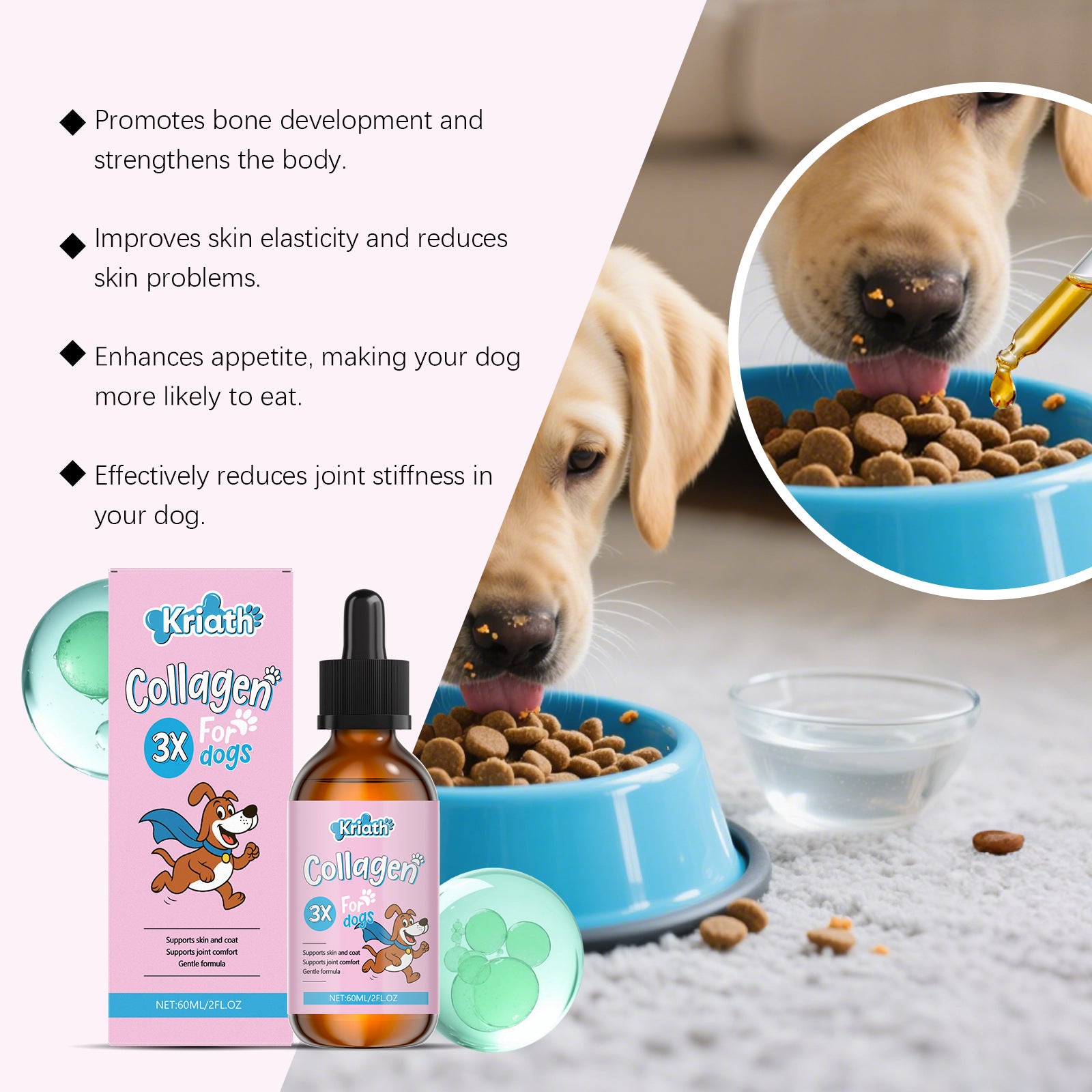 Dog Collagen Drops, Daily Skin and Coat Wellness Supplement