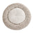 Round striped faux fur pet bed in dark grey for cats