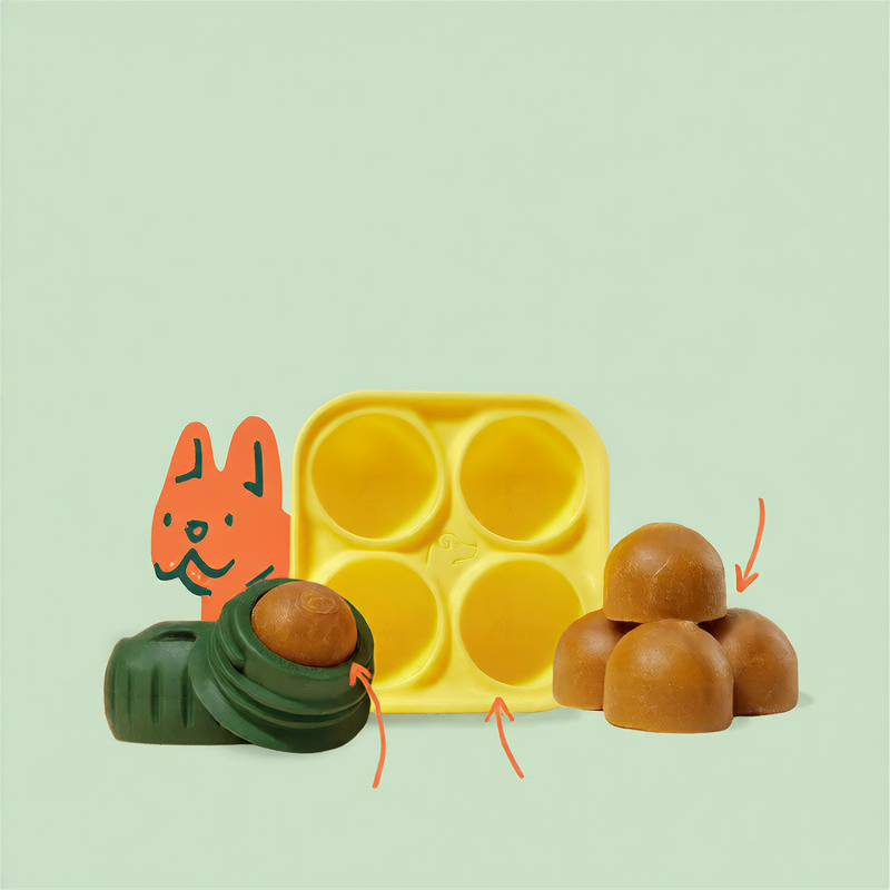 Four-Compartment Silicone Dog Snack Tray, Reusable and Easy to Clean, Yellow or Pink