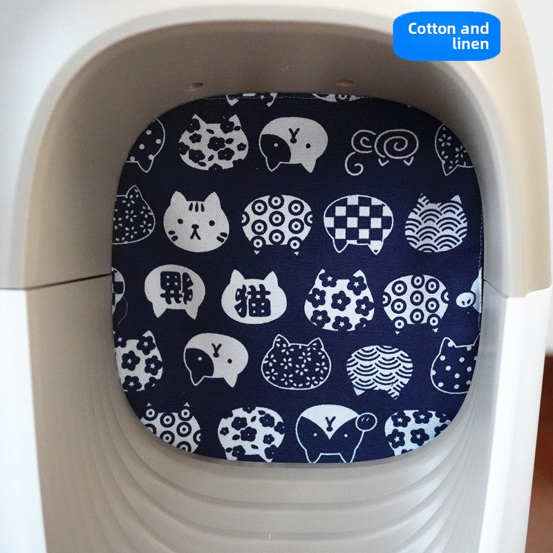 Handmade Cotton Linen Door Curtain for Cat Litter Boxes