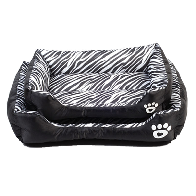 Zebra print dog bed with soft cotton sleeping area