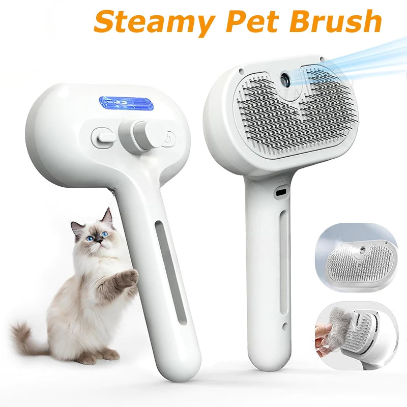 Self-Cleaning Steam Pet Brush for Cats and Dogs, Anti-Static