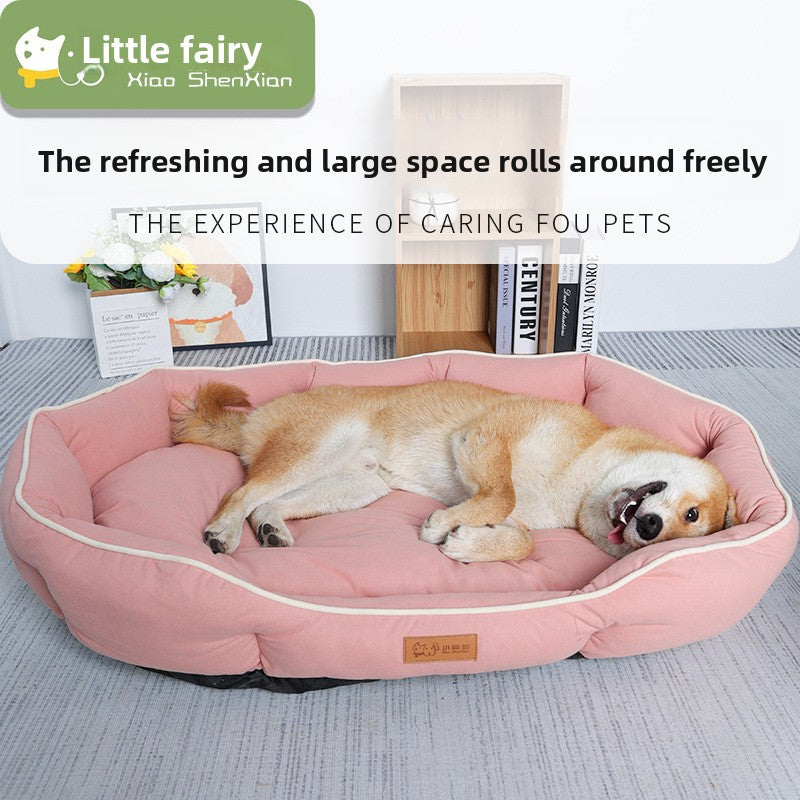Soft suede oval pet bed with non-slip base, photo 2 of 25
