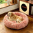 Round fluffy plush pet bed for dogs and cats, photo 4 of 20