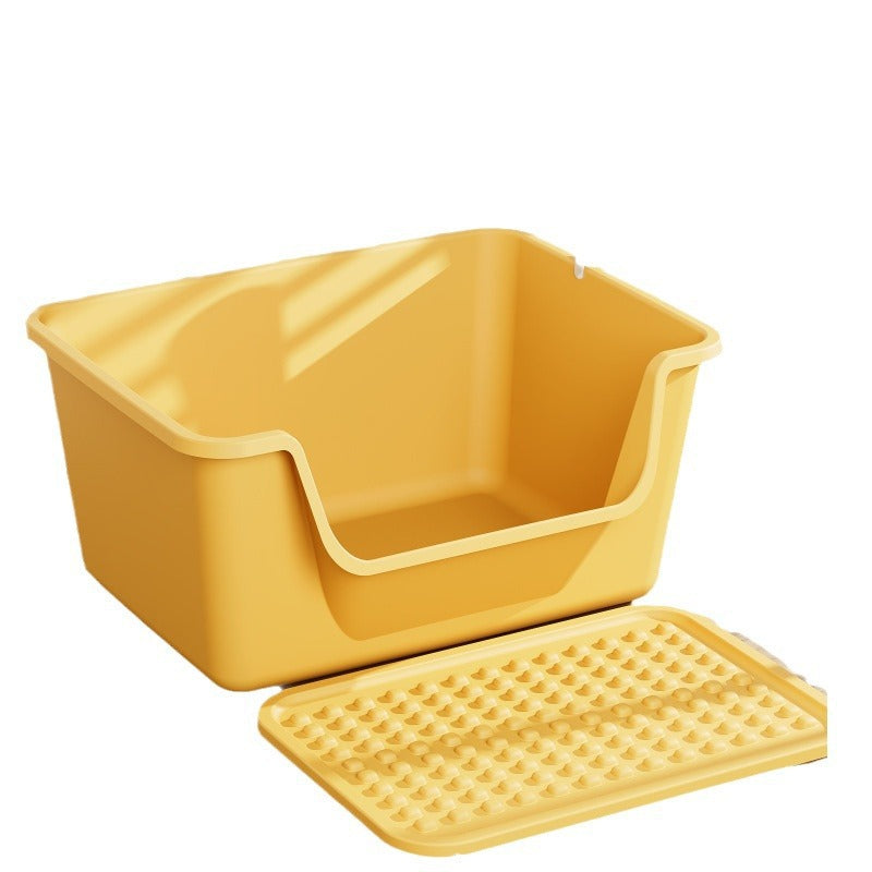 Extra Large Semi-Enclosed Cat Litter Box with Scoop, Thick PP