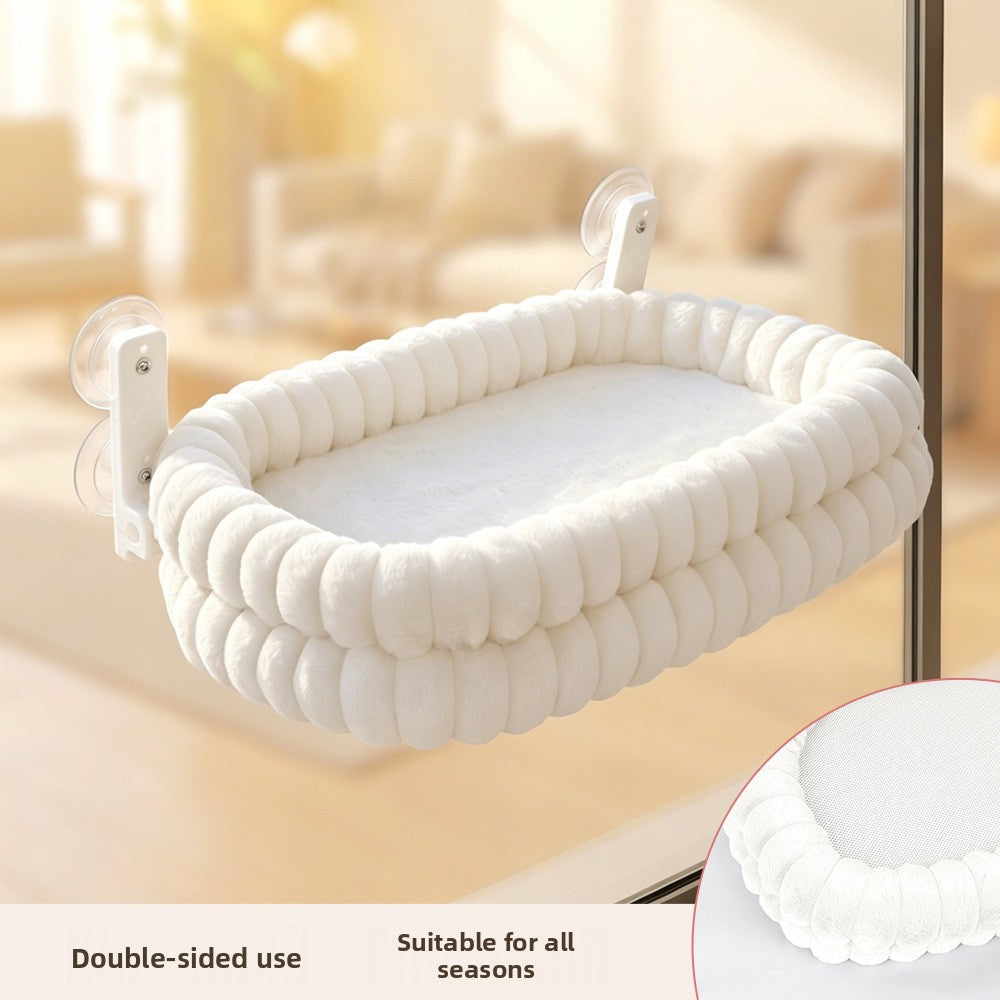 Window Mounted Cat Bed with Suction Cups, Warm Plush Perch