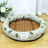 Round straw mat cooling pet nest with cat print, product image 8