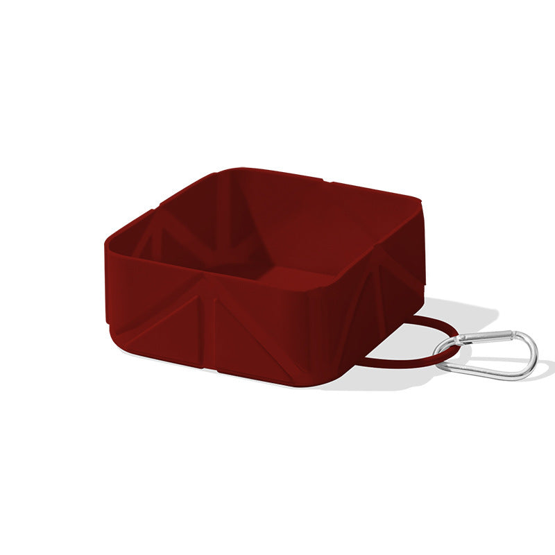 Foldable Food-Grade Silicone Pet Bowl with Carabiner Clip for Camping and Travel
